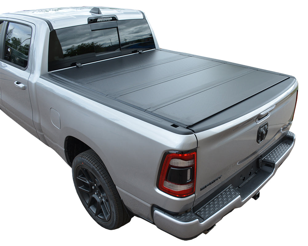 Hard Quad Fold Tonneau Cover for 2019-2025 GMC Sierra 1500 / Chevrolet Silverado 1500 5' 8" Bed
