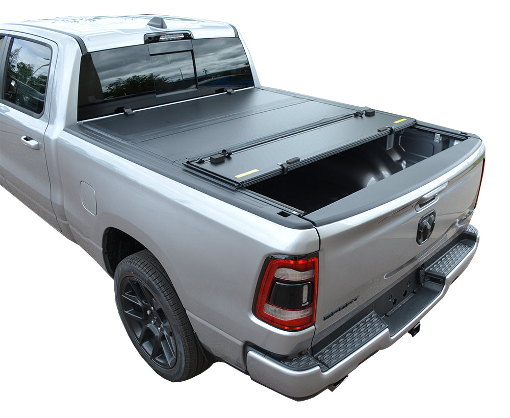 Hard Quad Fold Tonneau Cover for 2019-2025 GMC Sierra 1500 / Chevrolet Silverado 1500 5' 8" Bed
