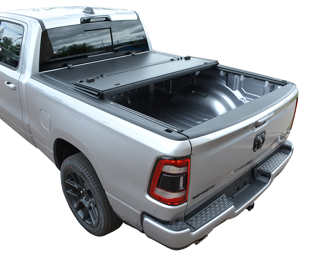 Hard Quad Fold Tonneau Cover for 2019-2025 GMC Sierra 1500 / Chevrolet Silverado 1500 5' 8" Bed