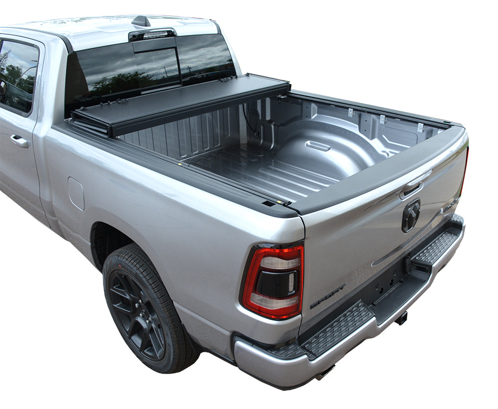 Hard Quad Fold Tonneau Cover for 2019-2025 GMC Sierra 1500 / Chevrolet Silverado 1500 5' 8" Bed